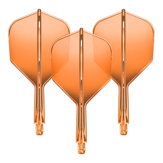 Gezeigt wird ein Flight-Shaft-System für Darts in Neonorange mit einer Länge von 19mm. Das Set gehört vermutlich zur GOAT A1R No6 Serie.