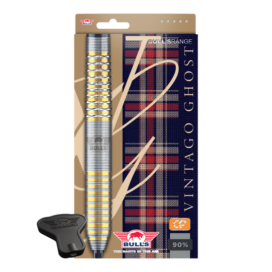 Zu sehen ist das Produkt Bulls NL Vintago Ghost Convertible Points Steeldarts. Die Darts zeichnen sich durch ihre Wandelbarkeit und Präzision aus.