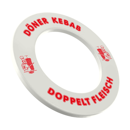 Obložení terče McDart Döner Kebab - s vlastním textem Zu sehen ist das McDart Dartboard Surround Döner mit individuellem Wunschtext. Dieses Produkt dient als Schutz für Dartboards.