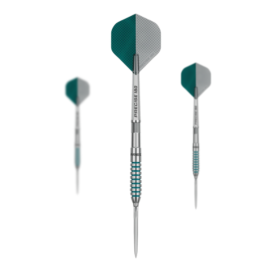 Precise 180 MRV1 Steeldarts Auf dem Bild sieht man die Precise 180 MRV1 Steeldarts - 23g als Set. Das Set ist für das Dartspiel konzipiert.