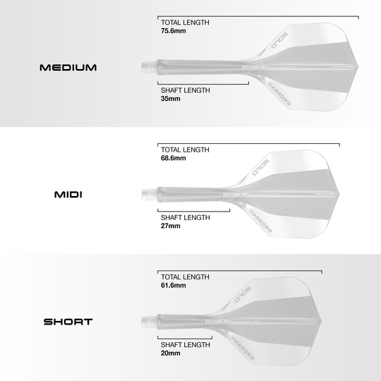 Systém letákové hřídele Harrows Solo No6 - čirý Abgebildet ist das Harrows Solo No6 Flight-Shaft-System in transparenter Optik. Das Bild präsentiert die stabile Verarbeitung des Produkts.
