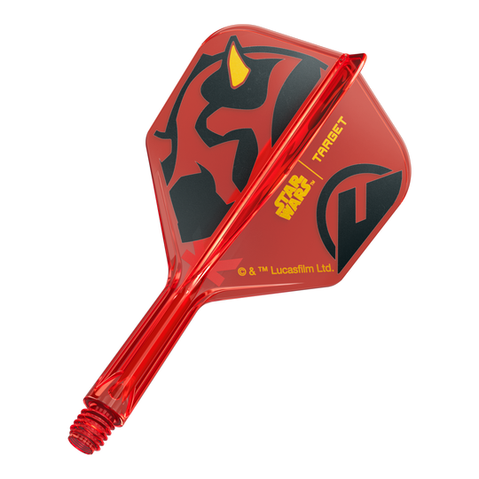 Target Star Wars K-Flex Darth Maul č. 6 lety Ein Bild eines Dartflugs, basierend auf dem Dateinamen '410520_Target_StarWars_KFlex_DarthMaul_No6_Flights_Short_19mm_1'. Das Produkt zeigt ein Star Wars Motiv im Darth Maul Design.