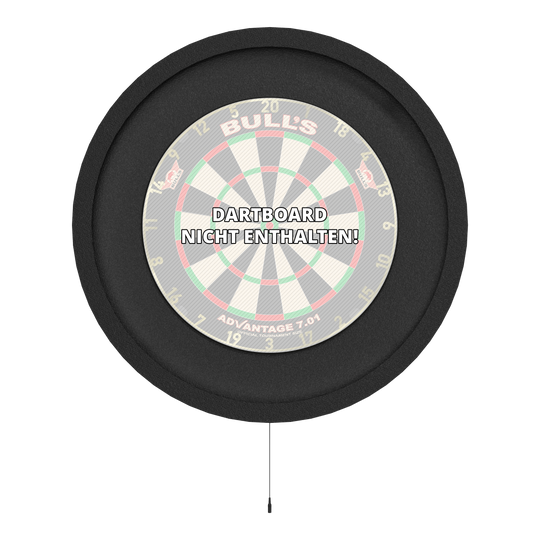 Auf dem Bild ist das "Bulls NL Lumo XL Surround Beleuchtungssystem" zu sehen. Es handelt sich um eine runde Beleuchtung, die um ein Dartboard angebracht wird.