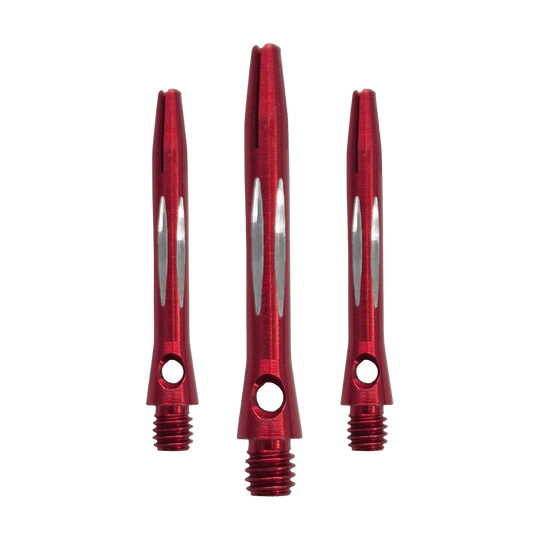 Hliníkové hřídele řezané diamantem - červené - 35 mm Hier sieht man den Diamond Cut Aluminium Shafts - Rot - 35mm als Set. Es sind mehrere rote Aluminium-Dartschäfte mit Diamantschliff im Set enthalten.