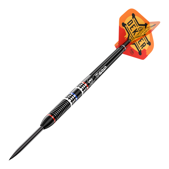 Bulls Cor Dekker Šerif Steeldarts - 23g Die Abbildung zeigt Bulls Cor Dekker The Sheriff Steeldarts - 23g. Es handelt sich um einen hochwertigen Steeldartpfeil für professionelle Dartspieler.