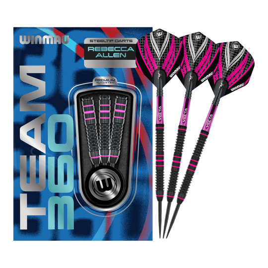 Šipky Winmau Team 360 Rebecca Allen ocelové - 24g Diese Grafik zeigt die Winmau Team 360 Rebecca Allen Steeldarts - 24g in ihrer vollen Länge. Sie sind für ambitionierte Dartspielerinnen und Dartspieler geeignet.