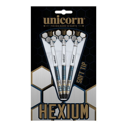 Šipky Unicorn Hexium Style 02 Modro-zlaté měkké - 21g Unicorn Hexium Style 02 Blue & Gold Softdarts - 21g besticht durch sein modernes Design. Die stilvollen Softdarts sind ideal für Dartbegeisterte.
