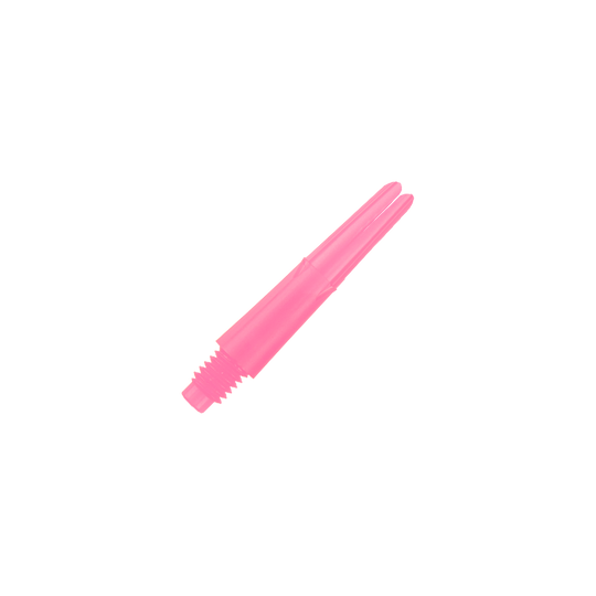 Das Bild zeigt einen geraden, pinkfarbenen Dart-Schaft. Der Schaft hat ein Schraubgewinde an einem Ende und ist vollständig einfarbig.