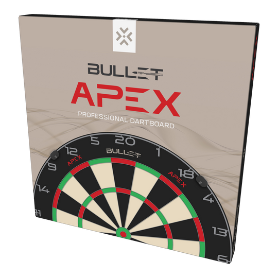Ocelový terč Bullet Apex Abgebildet ist das Bullet Apex Steeldartboard. Das Produkt wird aus einer anderen Perspektive gezeigt.