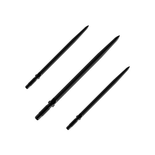 Špičky šipek Bulls NL Convertible Point - Micro Grip - černé Abgebildet ist ein Produkt mit dem Namen BU57705_BullsNL_Convertible_Points_MicroGrip_Schwarz_36mm_1Set. Es handelt sich um schwarze umwandelbare Dartspitzen mit MicroGrip in 36 mm Länge.