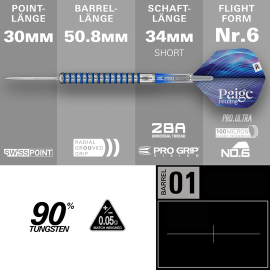 Šipky Target Paige Pauling GEN1 Swiss Points Steeldarts - 22g Šipky Target Paige Pauling GEN1 Swiss Points Steeldarts - 22g
