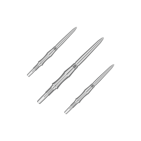 Špičky na šipky Target Swiss Point Signature RST - stříbrné Das Bild zeigt ein Produkt mit dem Dateinamen 340300_Target_Swiss_Point_Dartspitzen_Signature_RST_Silber_30mm_1Set. Es scheint sich um ein Set silberner Dartspitzen mit 30 mm Länge zu handeln.