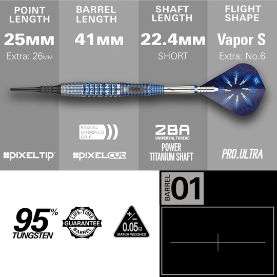 Měkké šipky Target Phil Taylor Gx2 Zu sehen sind die Target Phil Taylor Gx2 Softdarts. Diese Softdarts bieten optimalen Halt und ein stilvolles Aussehen.