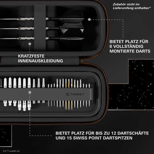 Dieses Bild zeigt das Target Star Wars Boa Dartcase - Mandalorian. Das Dartcase hat ein Motiv vom Mandalorianer aus Star Wars.