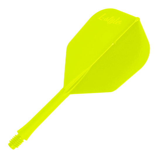 Auf dem Bild sieht man einen Dart-Flug in Neon-Gelb. Dargestellt ist der Artikel 'LSF-906_L-Style_BarFlight_NeonGelb_1'.