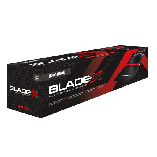 Podložka na šipky Winmau Blade X z PVC Dieses Bild präsentiert die Winmau Blade X PVC Dartmatte. Sie bietet festen Halt und verhindert Schäden am Boden beim Dartspielen.