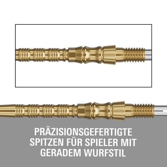 Ocelové hroty na šipky Target Signature Swiss Point TRB - zlaté Gezeigt werden Target Signature Swiss Point TRB Steeldartspitzen - Gold. Diese Dartspitzen haben eine goldene Farbe und sind für Steeldarts gedacht.