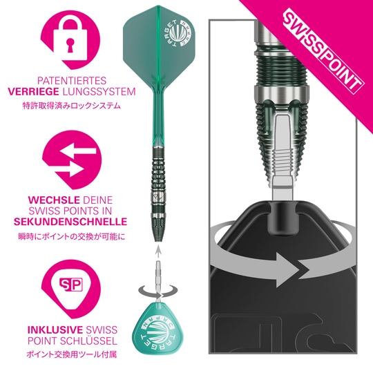 Ocelové šipky Target Japan Prime Series PW GEN 3 Swiss Point - 23g Zu sehen sind die Target Japan Prime Series PW GEN 3 Swiss Point Steeldarts - 23g. Diese Darts sind ideal für professionelle Dartspieler.