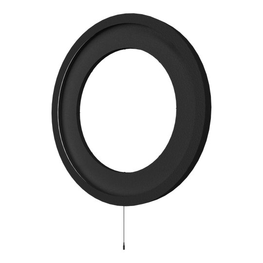 Das Bild zeigt das Produkt "Bulls NL Lumo XL Surround Beleuchtungssystem". Es handelt sich um ein rundes, schwarzes Beleuchtungssystem mit einem schlichten Design.