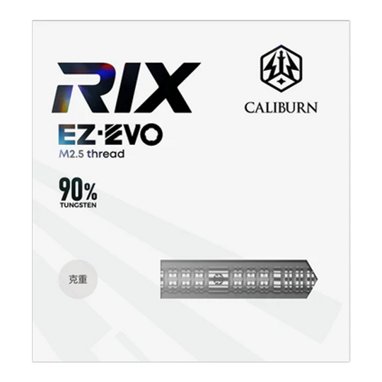 Ocelové šipky Caliburn Rix EZ-EVO R1 Zu sehen sind die Caliburn Rix EZ-EVO R1 Steeldarts. Diese Darts zeichnen sich durch ihr modernes Design und ihre hohe Qualität aus.