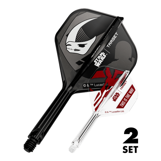Target Star Wars K-Flex Set Mandalorian No2 Standard Flights Das Bild zeigt das Produkt mit dem Dateinamen 410621_Target_StarWars_K-Flex_Mandalorian_2PackSet_No2_Standard_Flights_26mm_1. Es handelt sich vermutlich um Dartzubehör mit Star Wars Mandalorian Motiv.