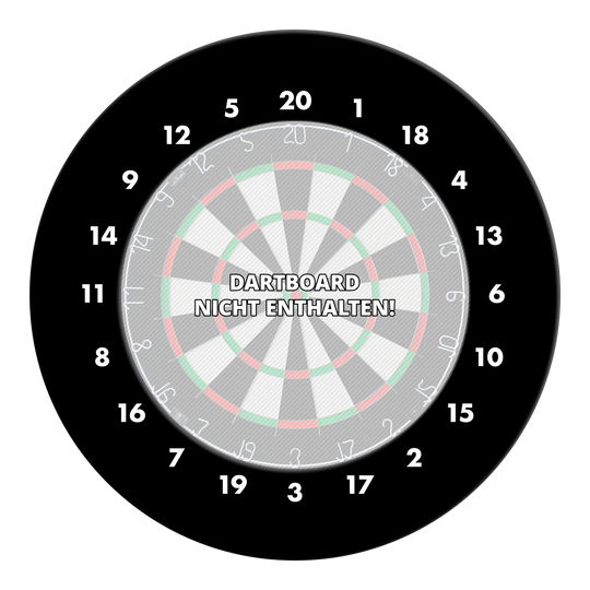 Dieses Bild zeigt einen schwarzen Dartboard Surround ohne Logo. Die Zahlen sind im HD-Stil dargestellt.