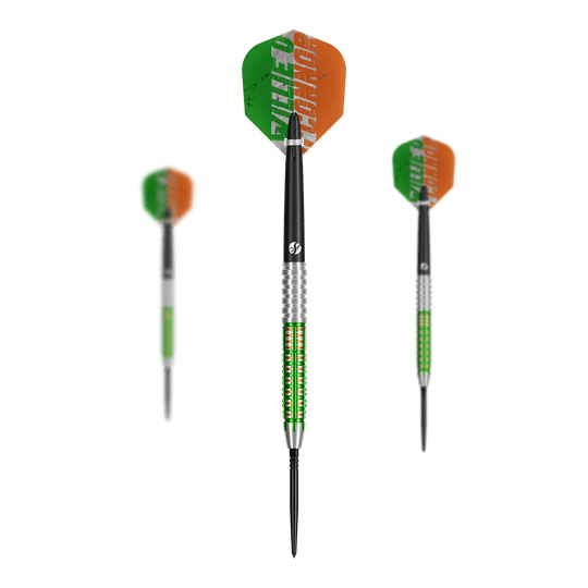Shot Pro Series Willie O'Connor Turbo Point Steeldarts Shot Pro Series Willie O'Connor Turbo Point Steeldarts. Das Bild zeigt ein Set Steeldarts mit eingeprägtem Playernamen.