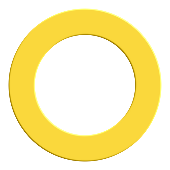 McDart Dartboard Surround Das Bild zeigt ein Produkt namens McDart_Dartboard_Surround_Gelb_2. Es handelt sich um einen gelben Dartboard-Surround.