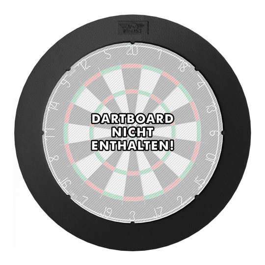 Systém prostorového osvětlení Bulls NL Lumo Light Das Bild zeigt das 'Bulls NL Lumo Light Surround Beleuchtungssystem' rund um eine Dartscheibe. In der Mitte steht der Hinweis: "Dartboard nicht enthalten!"