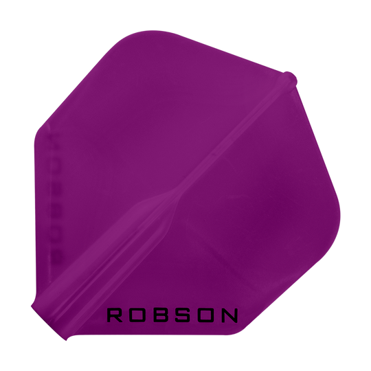 Lety Robson Plus – standardní Das Bild zeigt ein violettes Dartflugblatt in Standardform. Unten auf dem Flugblatt steht das Wort "ROBSON".