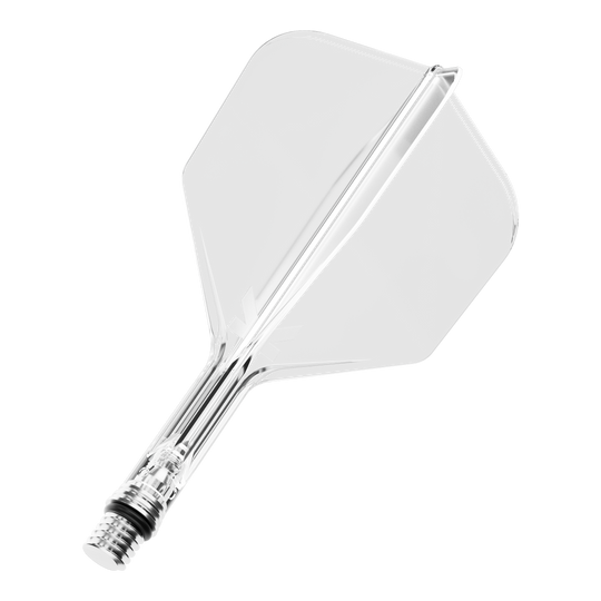 Lety Target K-Shift No6 – Vymazat Ein Target KShift No6 Dart-Flight in klarer Ausführung, 19 mm lang. Das Produkt ist transparent und einzeln abgebildet.