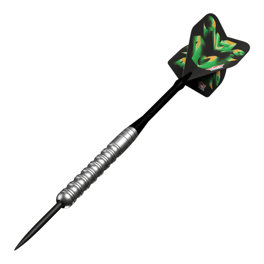 Šipky Bulls NL Chaos Green Steel Darts - 24g Das Bild zeigt die Bulls NL Chaos Green Steeldarts - 24g. Die grünen Steeldarts sind nebeneinander angeordnet.