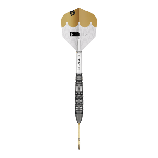 Hier sind die Target Redux 02 Swiss Point Steeldarts zu sehen. Die Steeldarts bieten eine hohe Qualität und Präzision.