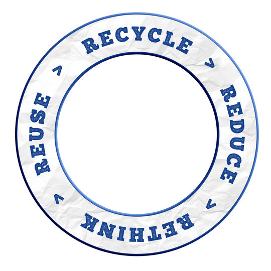 McDart Recyklace Snížení Přehodnocení Znovupoužití Obložení terče Das Produkt DBS-RRRR3_Surround_Recyle_Reuse_Reduce_Rethink_Blau_2 ist abgebildet. Es scheint ein nachhaltiges, blaues Objekt mit Bezug auf Wiederverwertung zu sein.