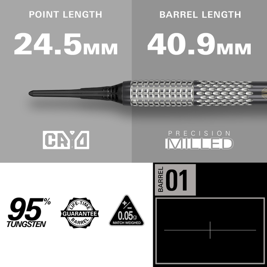 Šipky Target Stephen Bunting GEN5 Void Soft - 18g Abgebildet sind die Target Stephen Bunting GEN5 Void Softdarts - 18g. Diese Softdarts wurden für Präzision und Leistung entworfen.