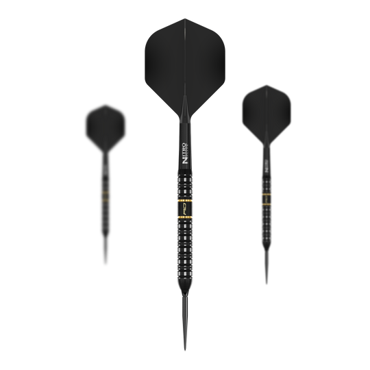 Ocelové šipky Red Dragon Ascend Parallel Switch Point Hier sind die Red Dragon Ascend Parallel Switch Point Steeldarts als Set zu sehen. Mehrere Darts liegen nebeneinander und heben das Gesamtangebot hervor.