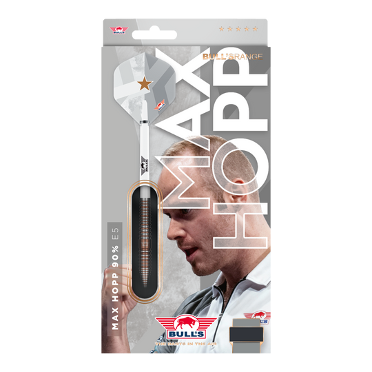 Měkké šipky Bulls NL Max Hopp E5 - 20g Das Bild zeigt die Bulls NL Max Hopp E5 Softdarts in der Version mit 20 Gramm. Die Darts zeichnen sich durch ihre hochwertige Verarbeitung aus.
