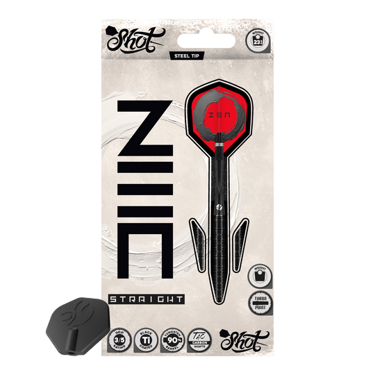 Šipky Shot ZEN Straight Turbo Point ocelové - 23g Dies ist ein Bild der Shot ZEN Straight Turbo Point Steeldarts - 23g. Die Steeldarts sind im Detail abgebildet.