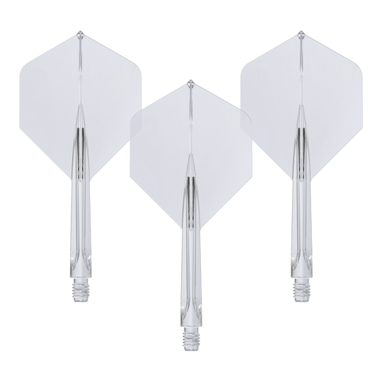 Unicorn Forge All In One Plus No2 Standard Flights čiré - střední Das Bild zeigt drei klare, mittellange Unicorn Forge All In One Plus No2 Standard Flights. Sie sind durchsichtig und haben eine integrierte Flight- und Schaft-Konstruktion.