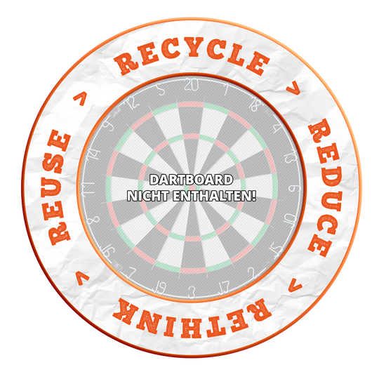 McDart Recyklace Snížení Přehodnocení Znovupoužití Obložení terče Abgebildet ist das Produkt MSF-C8_McDart_Recyle_Reuse_Reduce_Rethink_Surround_NeonOrange_3. Es handelt sich wahrscheinlich um ein Dartzubehör oder einen ähnlichen Artikel.