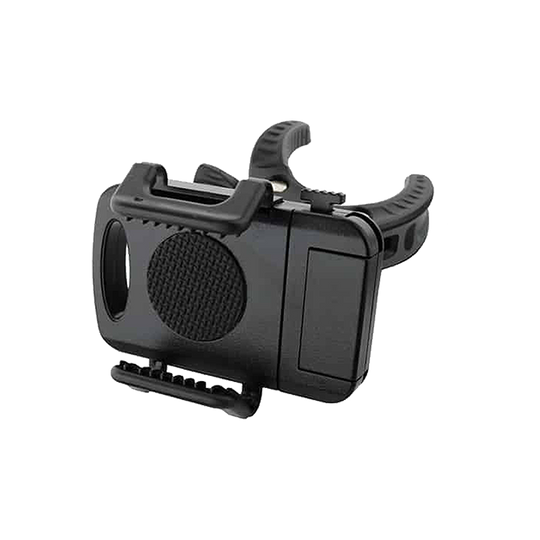 Držák na smartphone GranBoard Das Bild zeigt den GranBoard Smartphone-Halter. Es handelt sich um eine schwarze, kompakte Halterung zur Befestigung eines Smartphones.