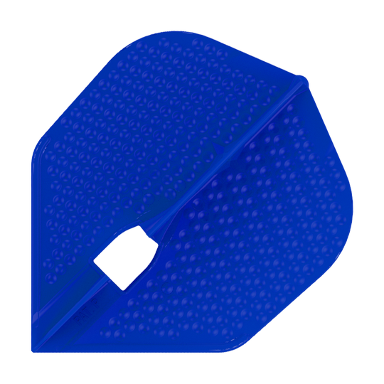Dies ist ein blauer Darts-Flight der Marke L-Style in der Dimple Champagne L3PRO Form. Die Oberfläche ist mit kleinen Vertiefungen für bessere Stabilität versehen.