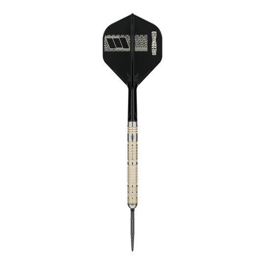 Zu sehen sind die Target Dimitri Van Den Bergh 95K Swiss Point Steeldarts. Die Abbildung gibt einen Eindruck vom Produktdesign.