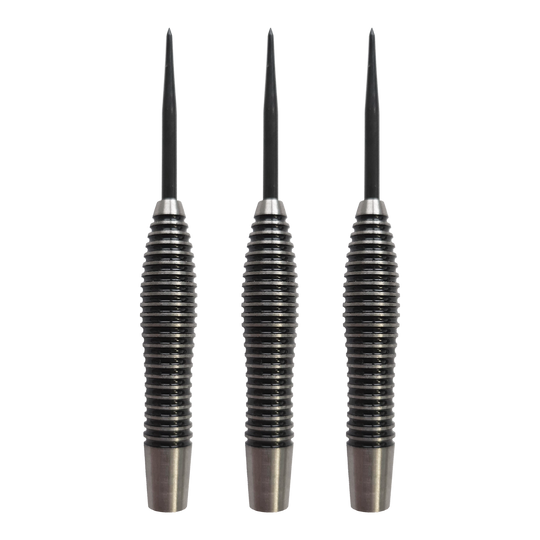 McDart Black Ring Torpedo Steeldart hlavně - 24g Auf dem Bild sind die McDart Black Ring Torpedo Steeldart-Barrels - 24g dargestellt. Es wird ein Set von Dart-Barrels im Torpedo-Design mit schwarzen Ringen gezeigt.