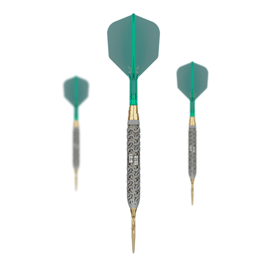 Abgebildet ist das Target Elysian Archetype 58 Limited Edition Steeldarts Set mit 24g. Diese limitierte Edition bietet ein einzigartiges Design und hohe Qualität.