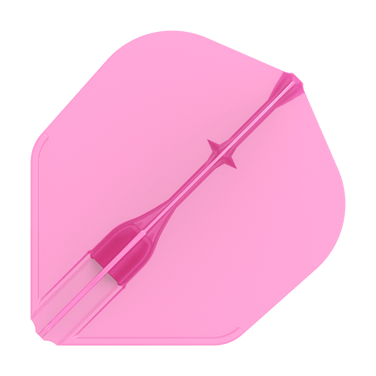 Lety L-L-Style3EZ Das Bild zeigt eine pinke Dart-Flügelfeder. Sie hat eine glatte Oberfläche und eine klassische Form.