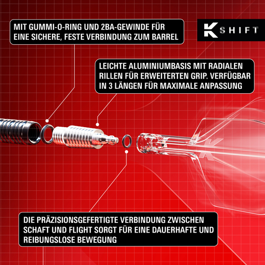 Zu sehen sind die Target K-Shift No2 Standard Flights in Weiß. Das Bild stellt die Struktur und Gestaltung der weißen Flights dar.