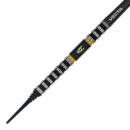 Das Bild zeigt die Winmau Alex Spellman Softdarts - 20g. Der Dartpfeil liegt auf einem hellen Hintergrund und hebt die Details des Produkts hervor.