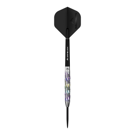 Ocelové šipky Mission Shuriken Mission Shuriken Steeldarts sind hochwertige Pfeile für das Dartspiel. Auf dem Bild sieht man einen einzelnen Mission Shuriken Steeldart.