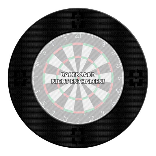 Obložení terče McDart Precision Nano Das Bild zeigt das Produkt "McDart Precision Nano Dartboard Surround". In der Mitte steht der Hinweis: "Dartboard nicht enthalten!"